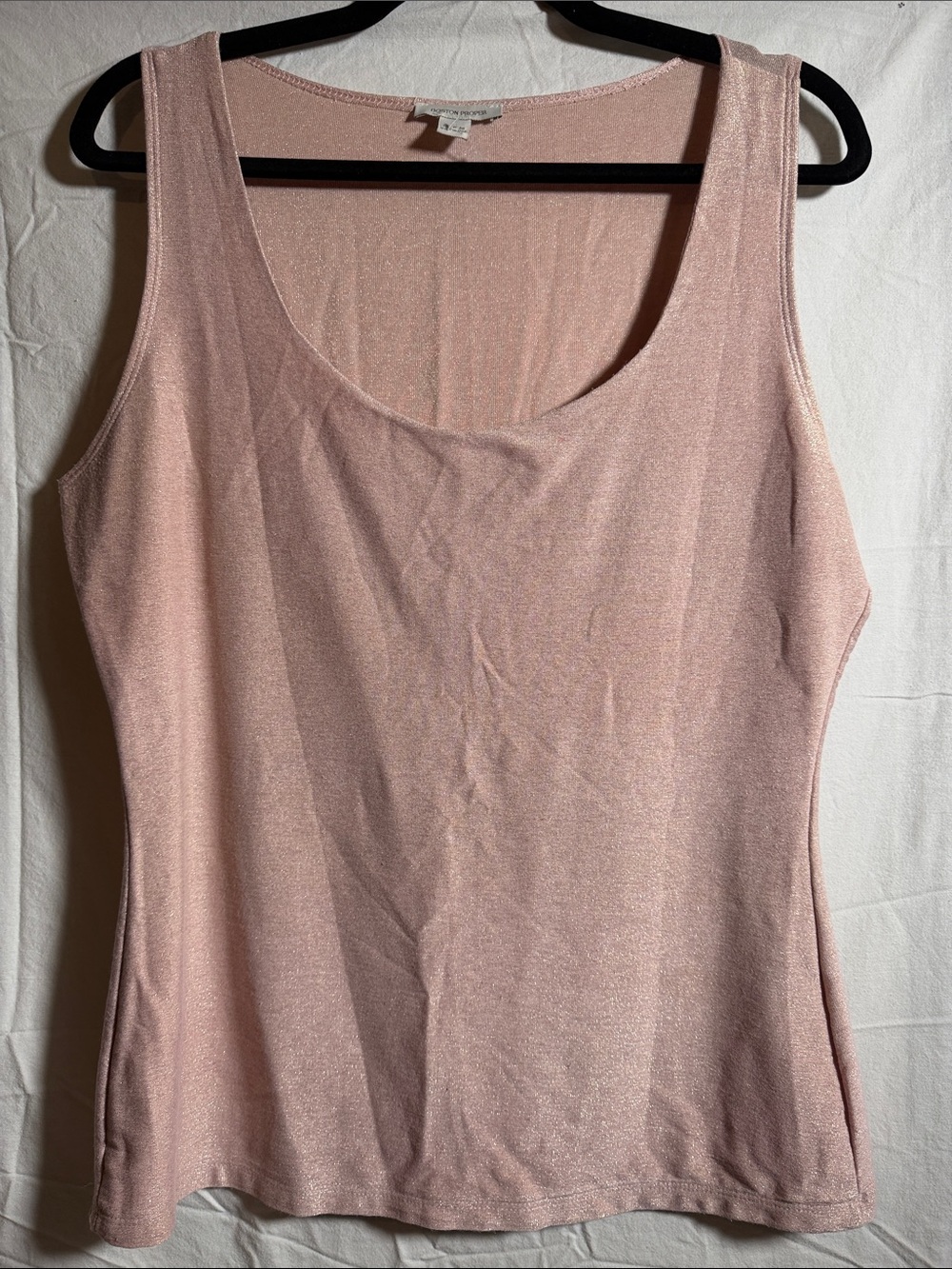 Boston Proper Light Rose Gold Pink Shimmer Scoop Neck Tank